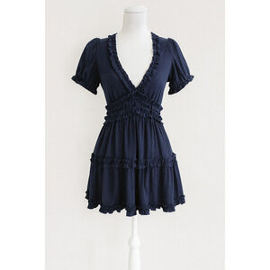 Altar’d State Dress S Navy Coastal Western Flair Boho Cottagecore Romantic EUC